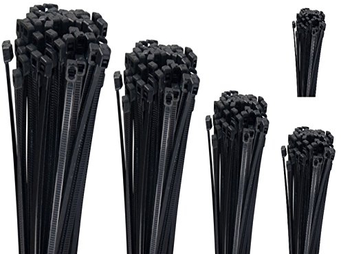 Proteco-Werkzeug 500 Stück Profi Kabelbinder Set schwarz je 100 x 370/300 / 250/200 / 100 mm UV stabil selbstlöschend Polyamid Neugranulat
