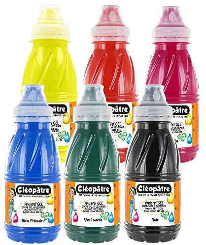 CLEOPATRE - Aquarel'Gel - Encre Gel à dessiner - Assortiment de couleurs -250 ml