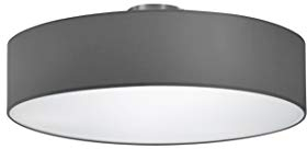 lightling modern Deckenleuchte in nickel matt, Stoffschirm anthrazit, 3 x E27 max. 60W, ø 50 cm, Höhe: 20.5 cm