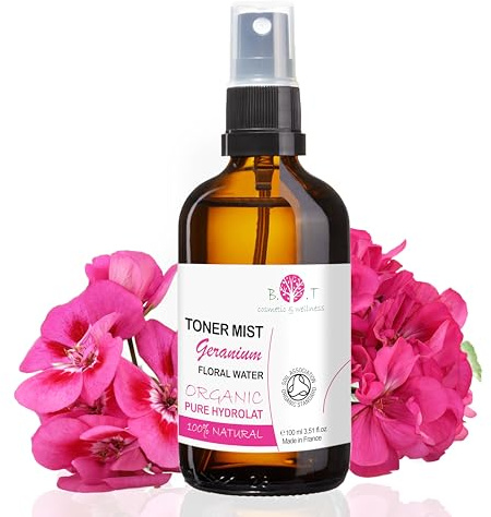 B.O.T kosmetisk och wellness organisk pelargonia-hydrolate organisk. Geranium vatten för hudvård (ansikte och kropp), hår och hushåll. 100 % naturligt och rent ansiktsvatten Facial & Body Spray – 100