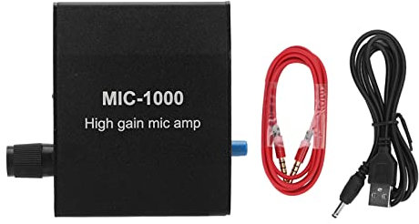 Walfront Microphone Amplifier Mic Audio Amp High Gain 1000 Times Amplification Accessory Set Kit Microphone Amp Stereo Switch Box 3.5mm Interface