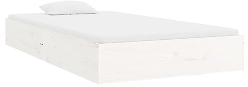vidaXL Massivholzbett Einzelbett Bettgestell Bettrahmen Lattenrost Schlafzimmerbett Bett Holzbett Schlafzimmermöbel Kiefer Weiß 90x200cm