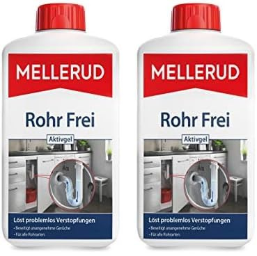 Mellerud Rohr Frei Aktivgel – Leistungsstarker Abflussreiniger gegen Verstopfungen und Gerüche für alle Rohrarten – 1 x 1 l (Packung mit 2)