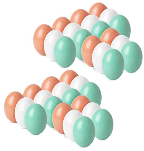 Worown 36 Pcs Wooden Easter Eggs, 2.3 Inch Wooden Fake Eggs for Painting, DIY Crafts, Easter Decorations, Toy Food & Home Decor (3 Colors -White/Green/Brown x 12 Pcs)