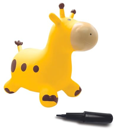 Lexibook, Giraffa Gonfiabile, Gioco di Rimbalzo, per Interni ed Esterni, Pompa Manuale Inclusa, Plastica sicura e Resistente, Giallo, BG050GI