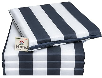 HAND - Cuscini per Sedie 40x40 cm, Sfoderabili con Imbottitura Morbida, Cuscini Decorativi per Cucina, Sala da Pranzo e Soggiorno - Design Made in Italy (Blu Rigato, Set da 4)