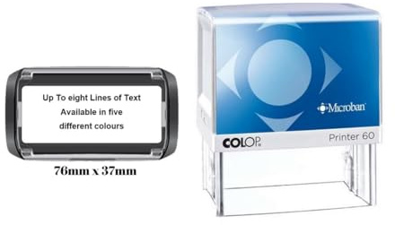 Handy Stamps Colop Premium Personalised Custom Made Self-Inking Business Company Address Rubber Ink Stamp - Up to 8 Lines of Customised Text with a Choice of Colour Options - 76mm x 37mm