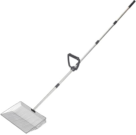 Paleta para Gallinaza De Pollos - Tamiz De Lecho Antiadherente,Recogedor Telescópico con Tamiz para Exterior Jardín Granja Corral Aves Gatos Conejos Perros Caballos