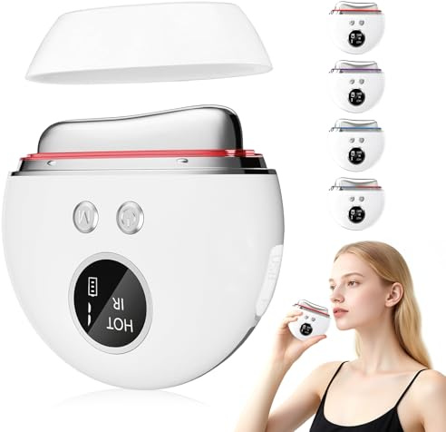 Tccydm Ansiktsmassage-enhet mot rynkor, ansiktsmassagerare med värme och vibration, ansiktslyftningsmassager med 9 justeringsnivåer och 4 lägen, 3 LED-färger, anti-rynkor, ansiktslyftning