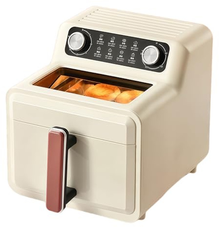 CYTBEK 7 l 1700 W Horne de freidora de aire-360 ° Aire Caliente y cocción Micro-Steam, Temporizador de Doble Perilla/Temperatura (0–200 ° C), 304 Canasta y Cubo, vástago de Vidrio Templado