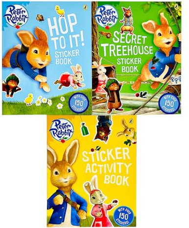 Peter Rabbit Animation Collection 3 Books Set (Hop to It! Sticker Book, Secret Treehouse Sticker Activity Book, Sticker Activity Book)