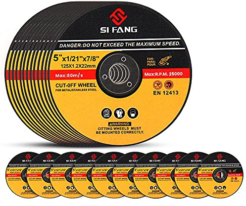 SI FANG 10Pcs Metal Cutting Discs 125mm Durable Angle Grinder Discs Ultra Thin 1.2mm Cut Off Wheel for Fast & Precise Cutting of Stainless Steel, Iron, Aluminum, Ferrous Metals