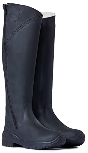 HORZE Damen Leder Winterreitstiefel Aspen, Thermo Reitstiefel Leder, Winter Reitstiefel aus Leder, Schwarz, 38R