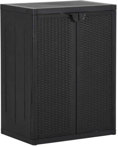 vidaXL Armadio da Giardino Nero 65x45x88 cm in Rattan PP