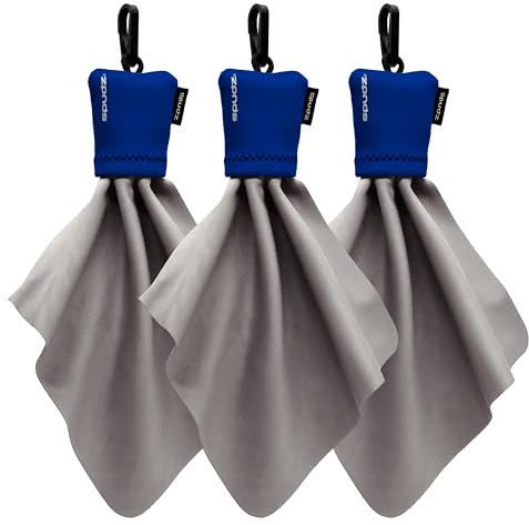 SPUDZ Classic Microfiber Lens Cleaner – Clip-On Pouch, Washable – for Binoculars, Scopes, Glasses, Screens | Classic | Navy Blue, 6 x 6 Inch (3-Pack)