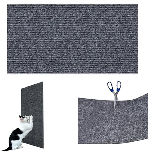 Tapis à gratter pour Chat, 60x200cm DIY Tapis griffoir pour Chat, Trimmable Auto-adhésif Grattoir Chat, Antidérapant Planche Gratter pour Chat, Arbre à Chat, Mur à Chat (Gris)