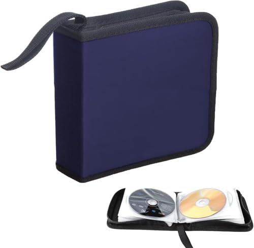 ACTIUSIS CD Tasche, CD DVD Discs,CD Aufbewahrungstasche für Auto und Zuhause, Aufbewahrungstasche für 40 Discs, Blau