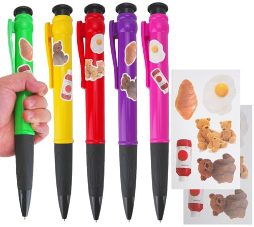 5 Boligrafos Gigantes de 28cm, Boligrafo Jumbo de Gran Tamaño con 10 Pegatinas, Bolígrafo Retráctiles Grandes Y Divertidos, Bolígrafos Grandes para Dibujar Escribir Pintar Y Decorar(Diámetro 3cm)