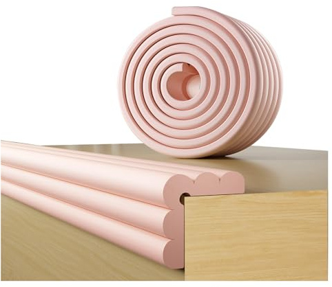 Protector de Esquina de Borde a Prueba de bebés, Acolchado de 2 m, Acolchado de Espuma de Goma Suave Extra Ancho, Muebles, Parachoques de Seguridad de Borde Afilado (Rosa)