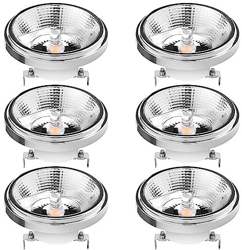 Confezione da 6 lampadine LED AR111 G53 da 12 W COB, 1200 lumen, dimmerabili, 10% 100% angolo di irradiazione di 120° equivalente a 100 W, luce naturale, perfette per uso domestico e commerciale