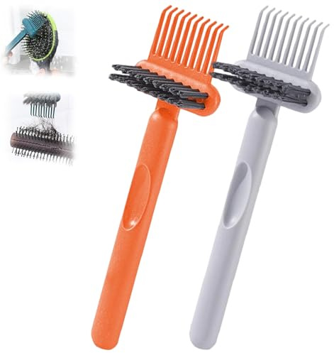 2 in 1 Hair Brush Cleaning Tool,Hair Brush Cleaning Tool 2 In 1,New Hairbrush Cleaner,Portable Brush Cleaner Rake for Travel,Durable Comb Cleaning Tools for Removing Hairbrush Dust Home & Salon (#AC)