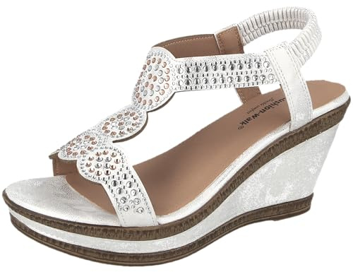Cushion Walk Ladies White Comfort Slingback Wedge Sandal