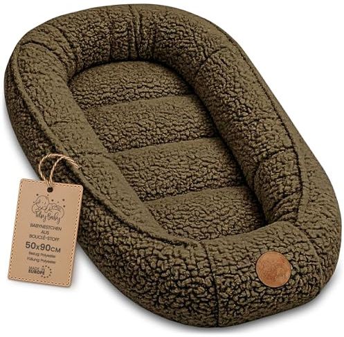 Nido Bebé Reductor de Cuna boucle 90x50 cm - Babynest Portátil para Cama Moisés Acogedor Cocoon Niño Niña Recién Nacido Cojín Dormitorio Habitación Marrón