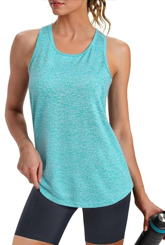 Crewhpo Débardeur Sport Femme Col Rond Dos en Mesh Aéré Coupe Ample Doux | Tissu Léger et Respirant, Dos en Mesh pour Plus d'Aération, Coupe Ample avec Ourlet Arrondi, Facile à Porter au Quotidien