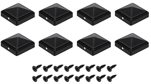 QUARKZMAN 8 Piezas Tapas Para Postes Cerca, Tapas Columna Cuadrada 50mm/1.97 Pulgadas, Cubierta Pirámide De Hierro Impermeable Con Tornillos Para Cercas De Metal O Madera, Deck.