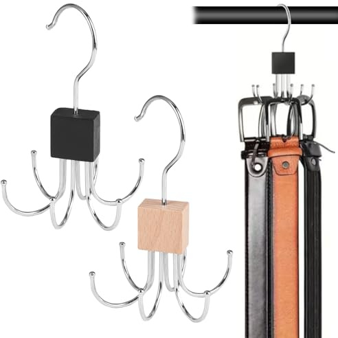 Lot de 2 Supports de Ceinture Rotatifs à 360 Degrés avec Crochets en Métal