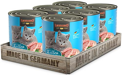LEONARDO Kitten Katzenfutter Kitten, 6X 800 g getreidefreies Nassfutter für Kätzchen bis 1 Jahr, Alleinfuttermittel mit frischem Geflügel