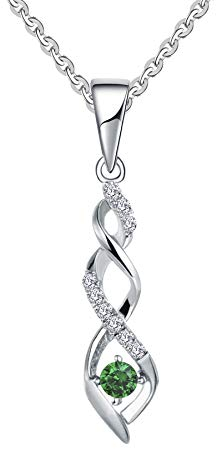 JO WISDOM Damen Halskette Sterling Silber 925,Kette Anhänger Unendlichkeit Infinity mit 3A Zirkonia Mai Geburtsstein Smaragd Farbe,Schmuck für Frauen