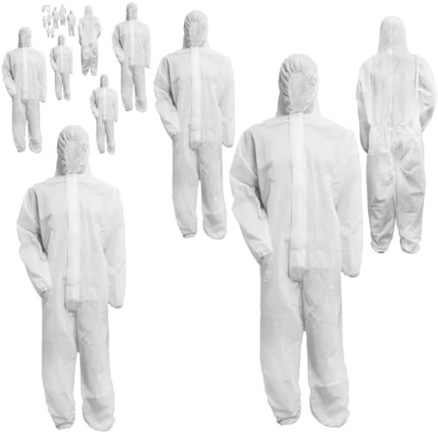 Bohrfux - 10 Stück PP Einweganzug Schutzanzug Einweg Overall Maleranzug 40g/m² Gr. L-XXXL (wählbar) Einwegoveralls Polypropylen Schutzoverall (XL)