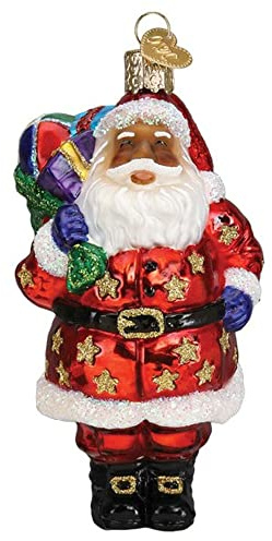 Old World Christmas Jolly African American Santa Glass Blown Ornament for Christmas Tree