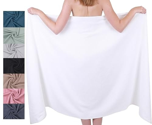 Betz Drap de Bain XXL 100x200 cm – 1 pièce – pour Sauna et Plage en 100% Coton, 360 g/m² - Absorbant et Doux – Grande Serviette avec Attache Serviette – série Berlin - Couleur Blanc
