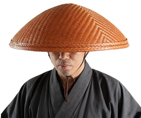 xihexi Japanese Traditional Handmade Ohenro Hat for Shikoku Pilgrimage 88 Bamboo Hat Umbrella (Brown)