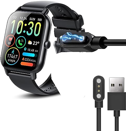 Lamshaw Smartwatch Magnetisches USB Ladekabel Ersatz Ladegerät Kompatibel für Popglory P66/NiUFFiT P66/Ddidbi P66D/Aptkdoe P66D/Nerunsa P66D Smart Watch (Schwarz)
