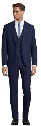 Steffen Klein Herren Anzug - Dreiteiler - Slim Fit - Größe 48 - Business Anzug mit Weste - Elastischer Komfort - Blau