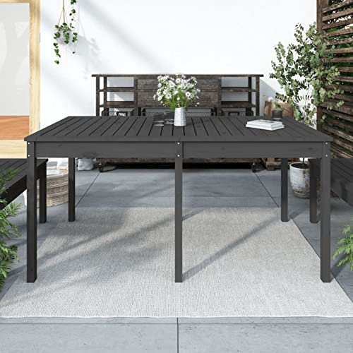 ZEYUAN Gartentisch, Buffettisch, Garten Esstisch, Multifunktionstisch, Terrassentisch, Picknicktisch, Spieltisch, Flohmarkttisch, Grau 159,5x82,5x76 cm Massivholz Kiefer