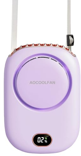 AOCOOLFAN Portable Neck Fan, Mini Small Personal Handheld Fan USB Rechargeable 3 Speed for Girls Boys Woman Eyelash Travel Home Office Outdoor (purple)