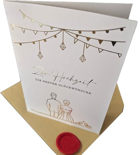 the lazy panda card company Tarjeta de boda - lámina dorada, papel reciclado con sobre