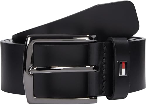 Tommy Hilfiger Herren Gürtel Denton 3,5 cm Ledergürtel, Schwarz (Black), 125 cm
