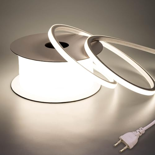 BENLUN AC 230V Neon LED List Utomhus 10m 100W Behöver ingen Transformator | 4000K Naturvit LED Strip Lights Outdoor IP65 220V Flexibel Klippbar för Vardagsrum, Sovrum, Trädgård, Belysning Dekoration