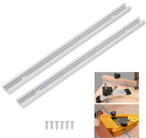 T-Track 300mm, 2 Pièces T Track Rail en Aluminium, T-Slot pour Défonceuse, Scie à Table et Outils de Travail du Bois, Fixes de Table