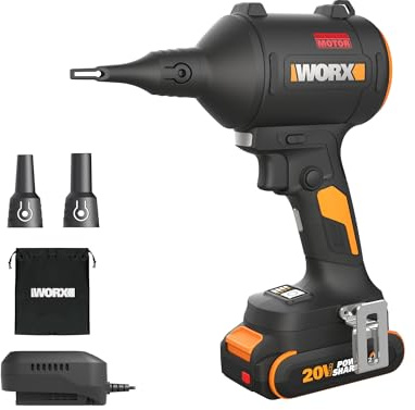 Worx - 20V Brushless Cordless Dust Blower, Electric Air Duster for Cleaning, Mattress Inflator, Compressed Air Duster, Battery and Charger Included