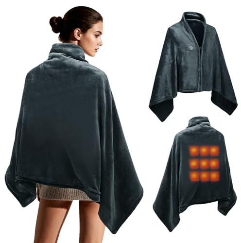 Cojín térmico para espalda, hombros y cuello, 156 x 86 cm, cojín térmico para la espalda con 3 niveles de calor, calentamiento rápido, lavable, material de franela, regalo de cumpleaños para mujeres y