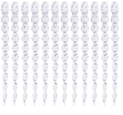 Sandyseptember Juego de 12 adornos colgantes de carámbanos de plástico transparente para árbol de Navidad y uso de temporada navideña (B-M)