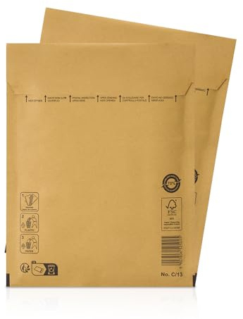 25 st bubbelkuvert – Vadderade kuvert – Lämpliga för format A5/C6+ – Med självhäftande förslutning C3 (170 x 225 mm) 13/C – Brun