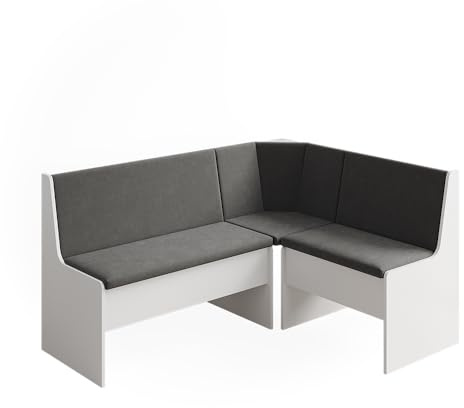 Vicco Gruppo panca ad angolo Ramon, Bianco, 150 x 51 cm con spazio di archiviazione, con vano portaoggetti sotto la seduta per spazio aggiuntivo