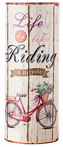 Rebecca Mobili Paragüero Soporte de Paragüas Redondo Canvas Beige Decoración Vintage Retro Pasillo Casa Oficina - 49 x 20 x 20 cm (A x AN x FON) - Art. RE4760